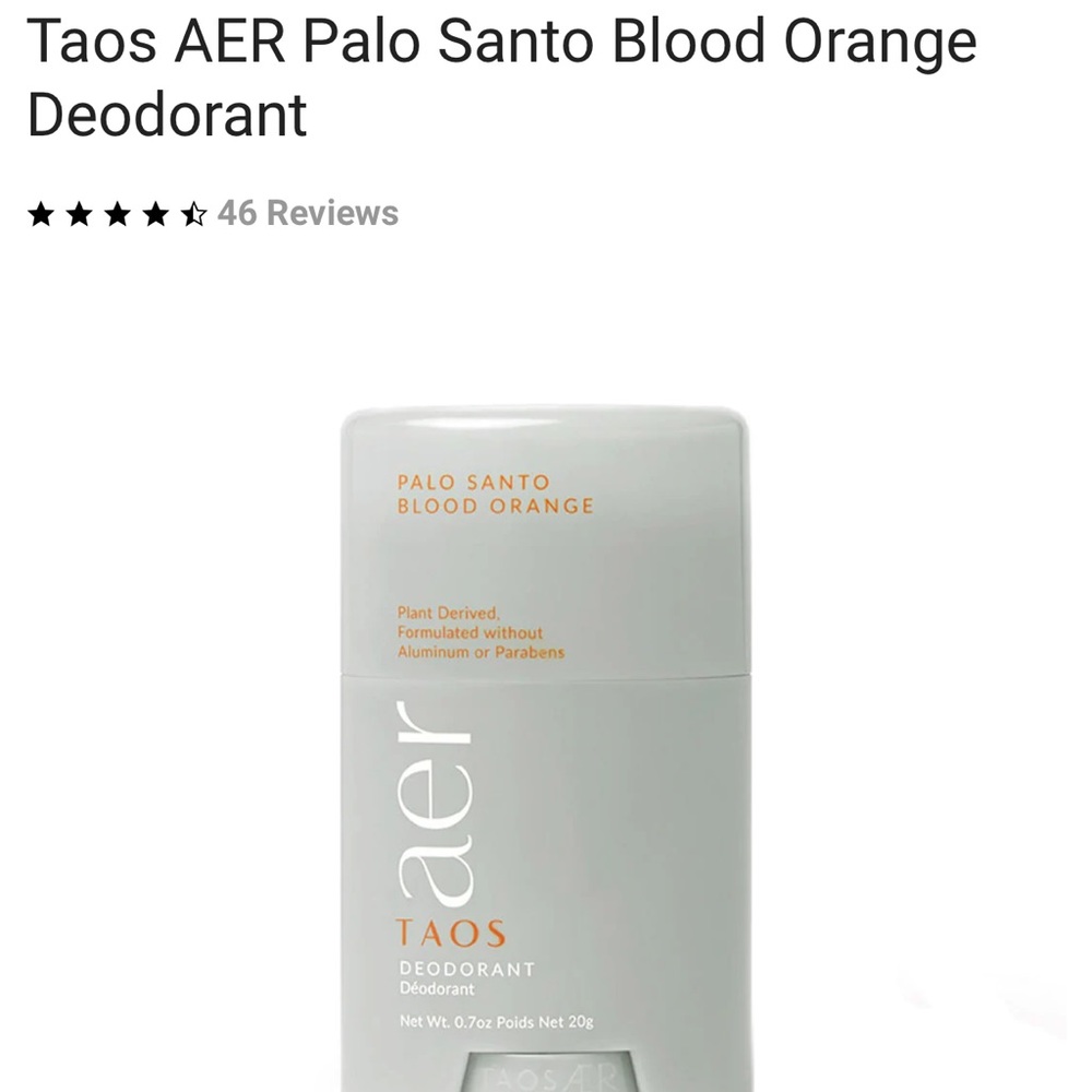TAOS AER NATURAL DEODORANT